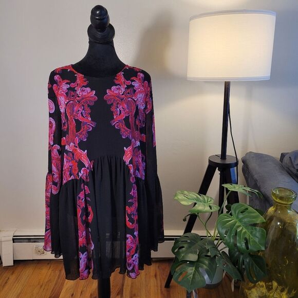 Free People Women's Pink & Black Dress - Picture 16 of 16